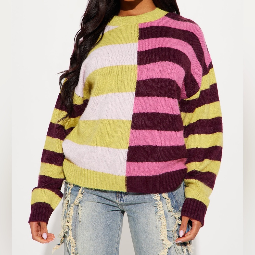 Unique Colorblock / Striped Multicolor Sweater